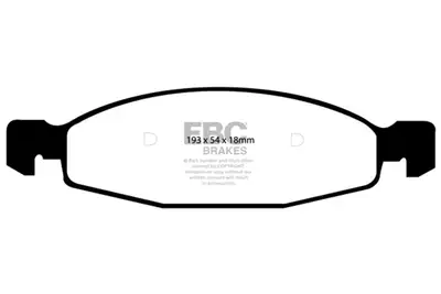 EBC Brakes Yellowstuff Street And Track Brake Pads; FMSI Pad No. D790; Vented; 305mm Dia.; 63.5mm Height; 26mm Thick; 72.1mm Center Hole Dia.; Pad Dimensions: 193 x 54 x 18mm;