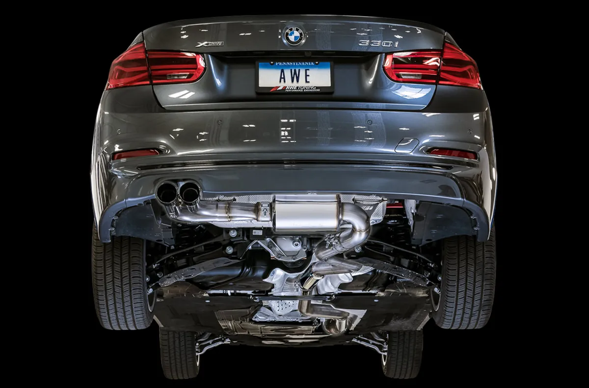 AWE Touring Edition Axle-back Exhaust for BMW F3X 28i / 30i, Single Side -- Diamond Black Tips (80mm) product image