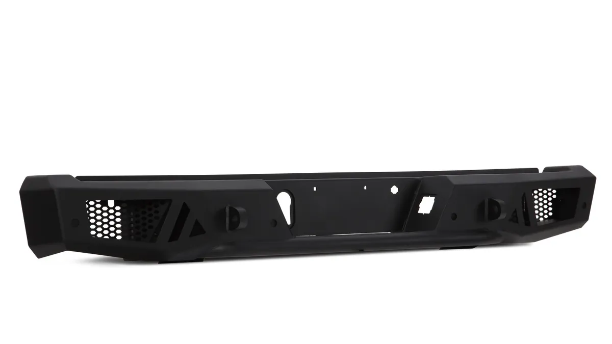 Ambush Series Rear Bumper; 3/16 And 1/4 in. Roll Steel; Non Winch; 30 in. Dual Row/2 Cube Style LED Light Mount; Black; Steel; product image