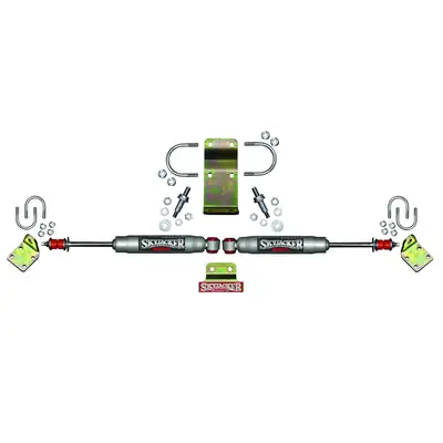 Skyjacker Steering Stabilizer Dual Kit Hardware Boots Not Incl. Due To Clearance Issues Silver Skyjacker