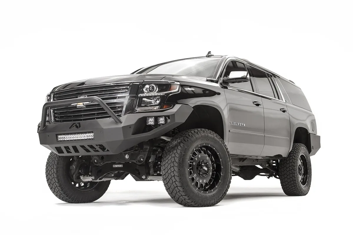 Vengeance Front Bumper; 2 Stage Black Powder Coated; w/Pre-Runner Guard; w/Sensors; product image