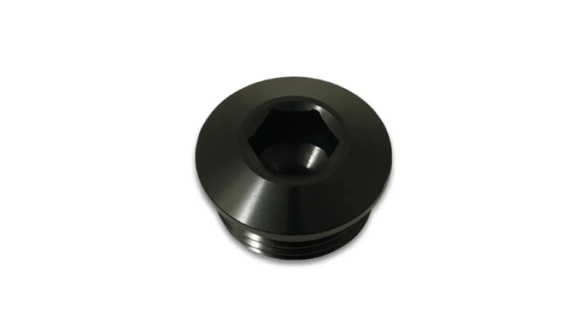 Vibrant Performance ORB Port Plug; -12AN Low Profile; 6061 Aluminum; Black Anodized;