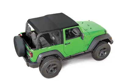 MasterTop Fast Back Fabric Repl. Top No Doorskins Tinted Glass 07-18 2DR Jeep Wrangler Black Diamond MasterTop