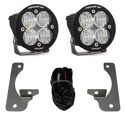 Baja Designs Jeep JK Squadron-R Sport Fog Pocket Light Kit Premium Bumper (Clear)-Jeep 2007-09 Wrangler JK Baja Designs