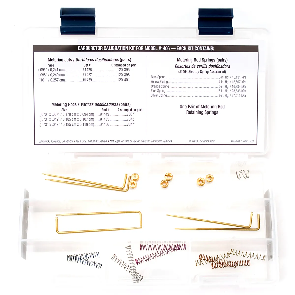 Edelbrock 1487 Performer Series Calibration Kit for #1406 Carburetors product image