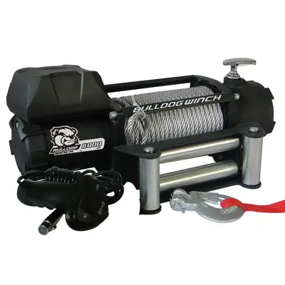 Bulldog Winch 8,000 LB Winch 100 Ft Wire Rope W/5.2hp Series Wound Motor Roller Fairlead Bulldog Winch