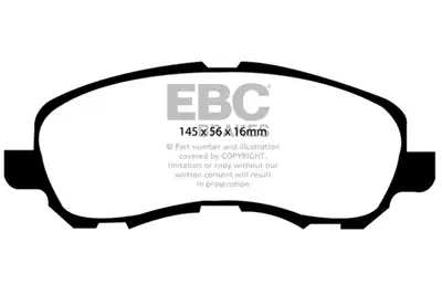 EBC Brakes Yellowstuff Street And Track Brake Pads; FMSI Pad No. D866; Vented; 276mm Dia.; 46mm Height; 26mm Thick; 69mm Center Hole Dia.; Pad Dimensions: 145 x 56 x 16mm;