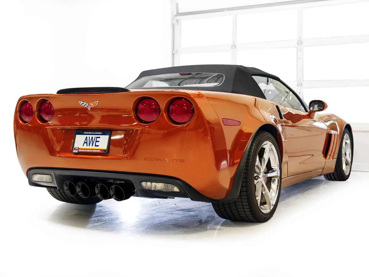AWE Touring Edition Axleback Exhaust for C6 Chevrolet Corvette 6.0L (2005-2007) and 6.2L (2008) - Diamond Black Tips 3015-43660 product image