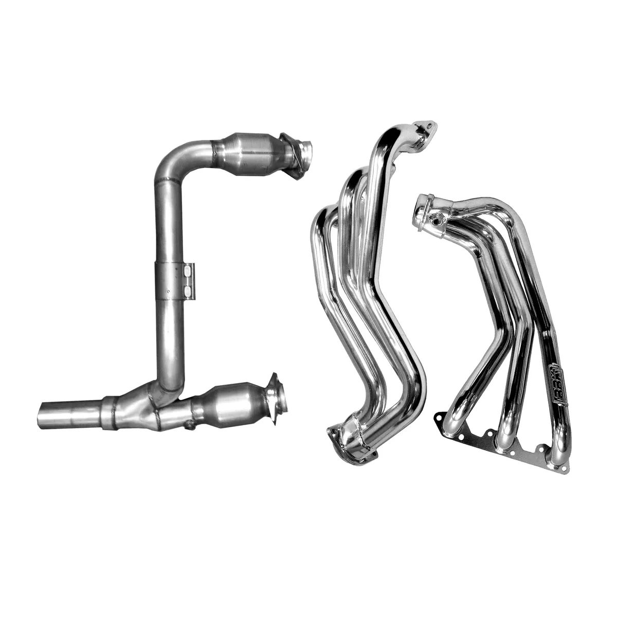 Jeep Wrangler 3.8 1-5/8 Long Tube Exhaust Headers With High Flow Cats Polished Silver Ceramic 07-11 product image