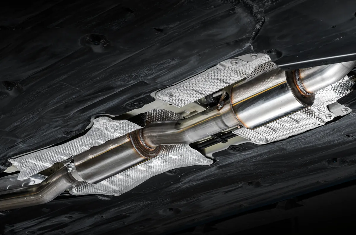 AWE Track Edition Exhaust for FK8 Civic Type R (includes Front Pipe) - Triple Chrome Silver Tips product image