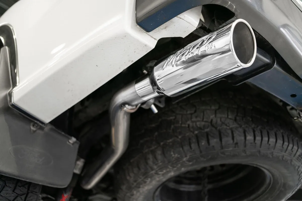 Armor Pro Cat Back Exhaust System; 2.5 in.; Incl. Front Pipe/Muffler/Tailpipes/Hardware/4 in. OD Tips; Dual Split Rear Exit; T304 Stainless Steel; product image
