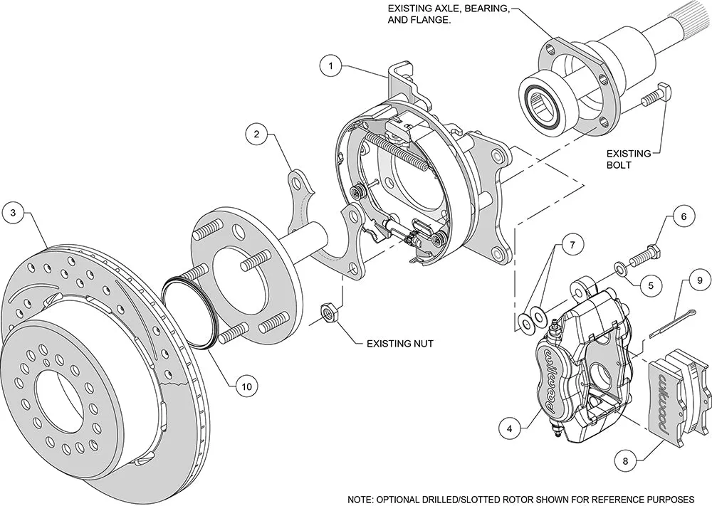 Wilwood FDLI PS Park Brake Kit Red Small Ford 2.50in Offset product image