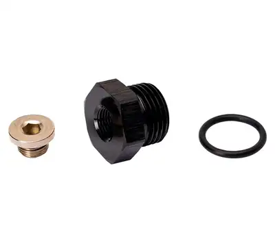 Fleece Performance Fleece Performance 3/4"-16 Male O-Ring To 1/8" Female NPT Adapter Fitting With 1/8" NPT Plug