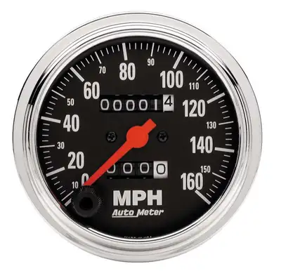 AutoMeter Gauge, Speedometer, 3 3/8", 160mph, Mechanical, Traditional Chrome