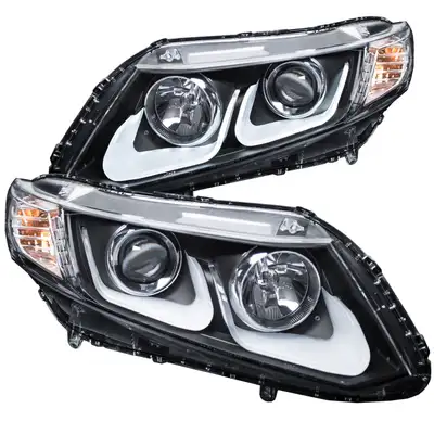 ANZO USA Honda Civic 2 DR 12-13 / 4 DR 12-15 Projector Headlights U-Bar Black Clear
