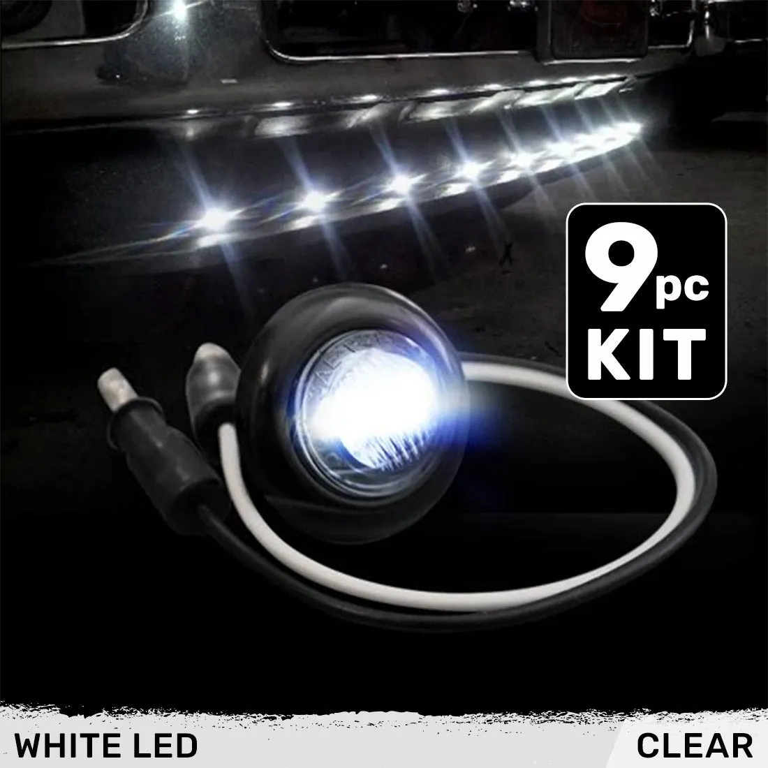 Universal Amber LED Front Lower Air Dam Light Kit with Smoked Lens and Black Bezel - 9pc Sequentially Connected LED Ligh product image