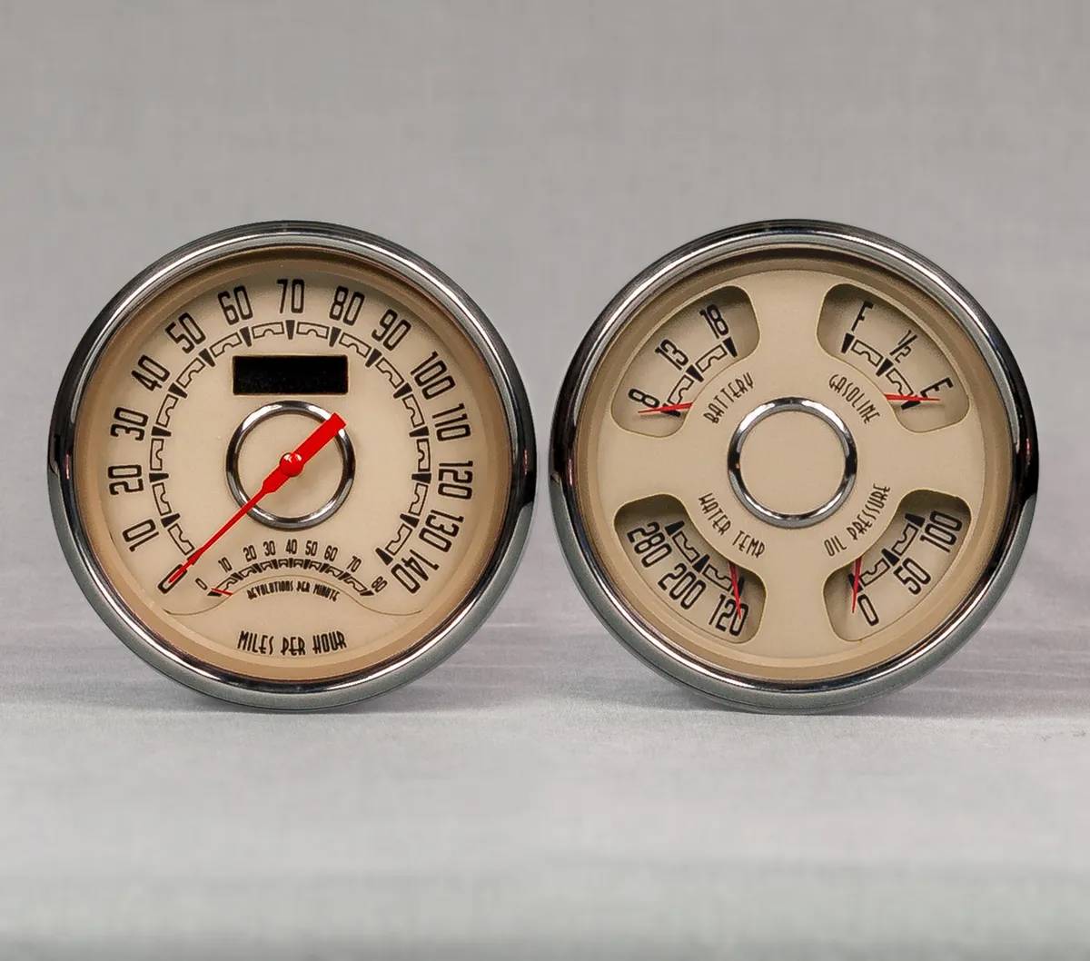 New Vintage USA Woodward 2 Gauge Kit Speed/Tach Quad Gauges