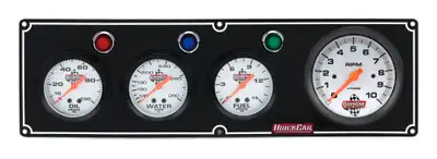 Quickcar Racing Products 3-1 Gauge Panel OP/WT/FP w/3-3/8in Tach Black