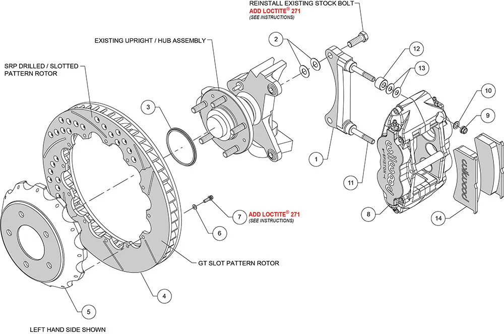1993 - 1995 Mazda Forged Narrow Superlite 6R Big Brake Front Brake Kit (Hat) - 140-11964 product image