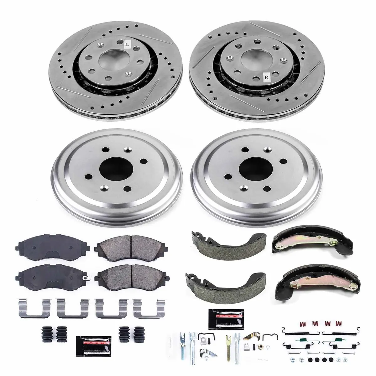 Z23 Evolution Sport Upgrade Kit: Drilled/Slotted Rotors; Carbon-Fiber Ceramic Pads W/Hardware; Coated Drums; Shoes W/Hold Down And Adjuster Kit product image