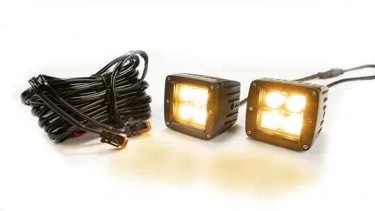 2.0 Inch Square Cube Cree LED Lights Pair Chrome Series White/Amber W/Harness 79903 Southern Truck Lifts product image