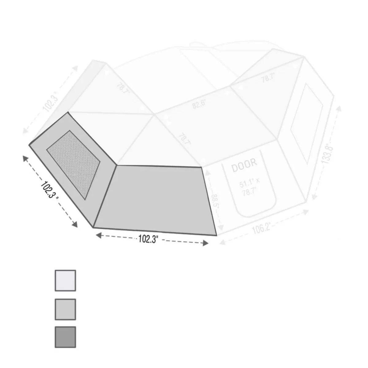 Overland Vehicle Systems Nomadic Awning 270 - Side Wall 2 w/ Window - Dark Gray - Passenger product image
