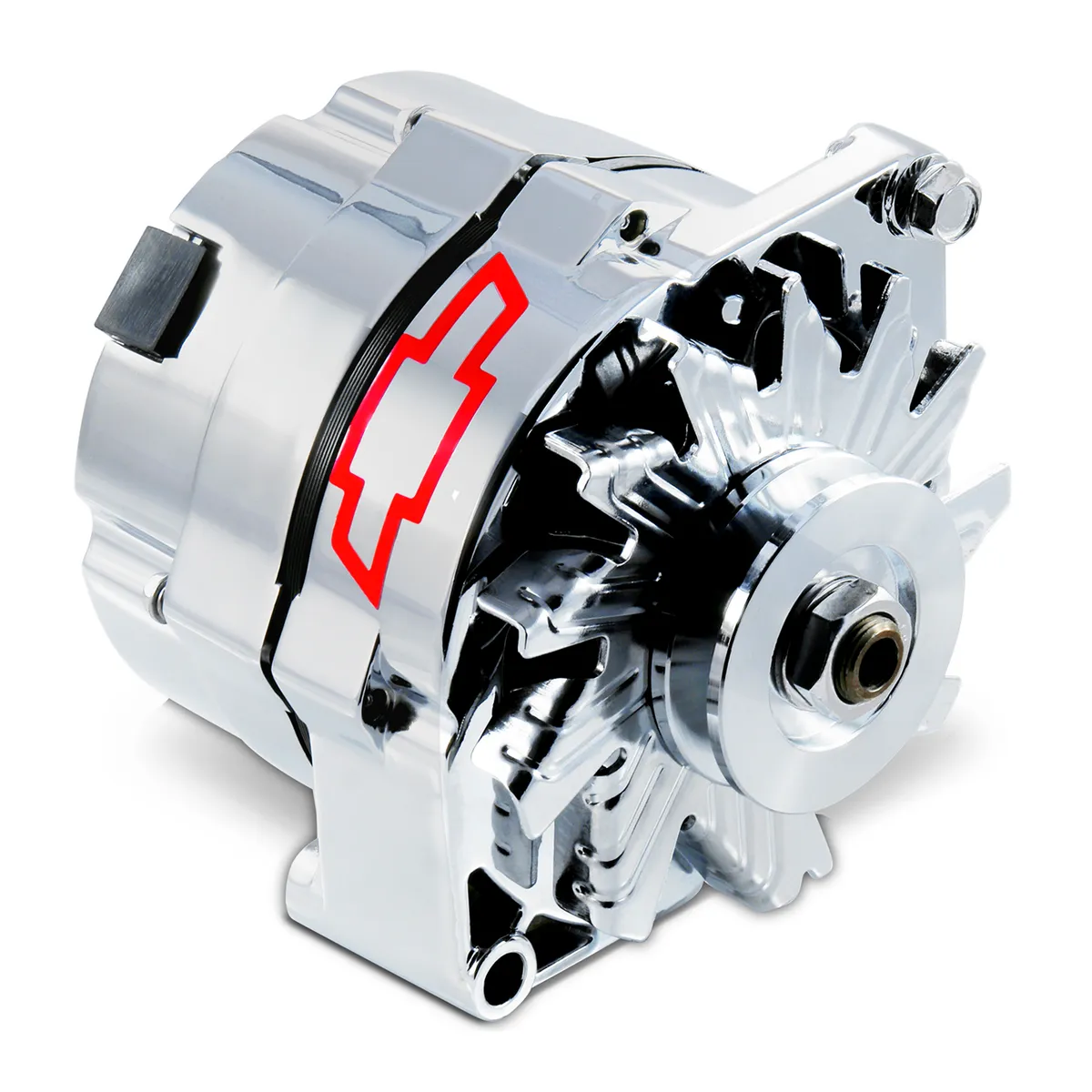 Alternator GM 73-86 with Internal Regulator GM Bowtie Logo Chrome Chevrolet Performance Parts product image