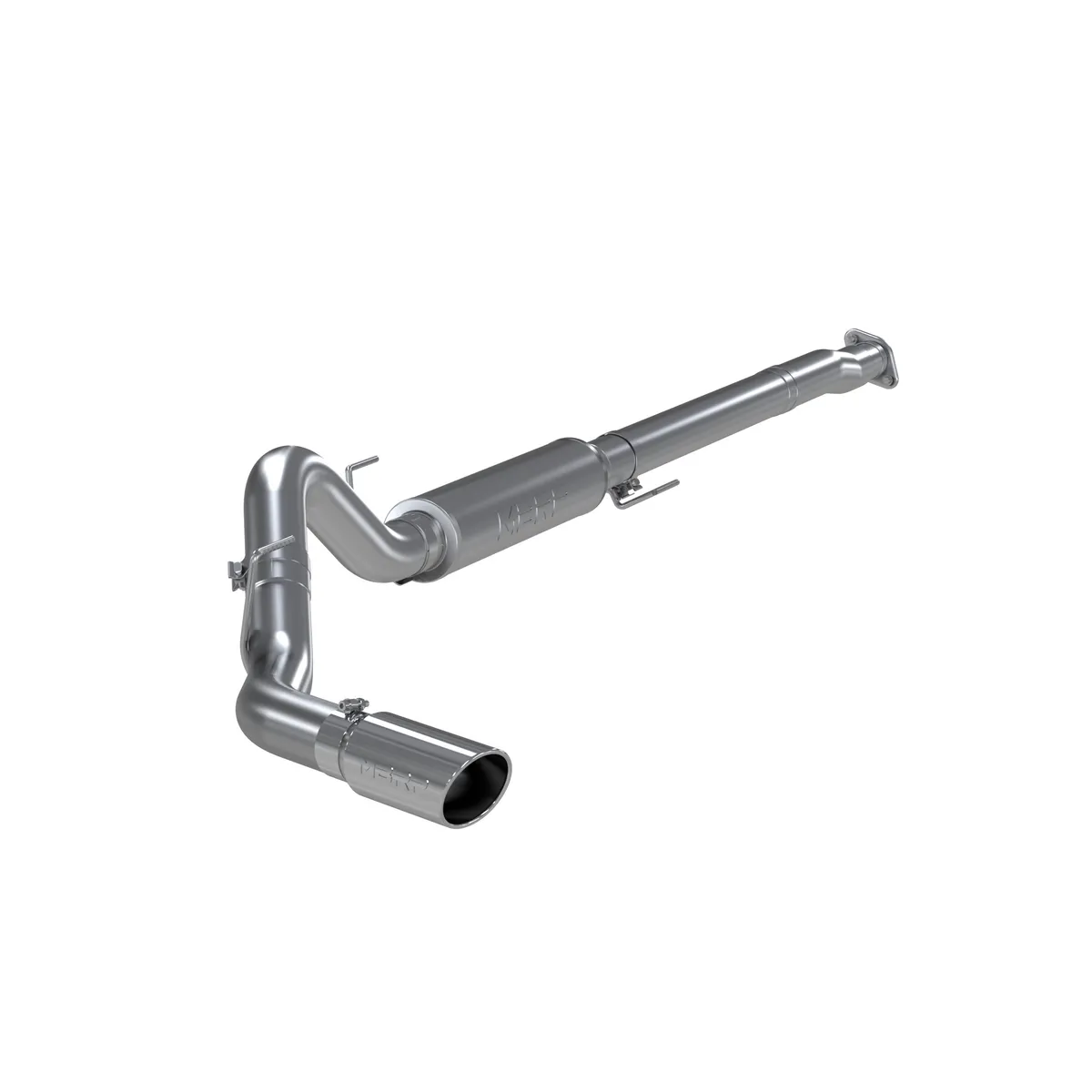 Armor Plus Cat Back Exhaust System; 4 in.; Incl. Front Pipe/Ext. Pipe/Muffler/Tailpipe/Hardware/5 in. OD Tip; Single Side Exit; T409 Stainless Steel; product image