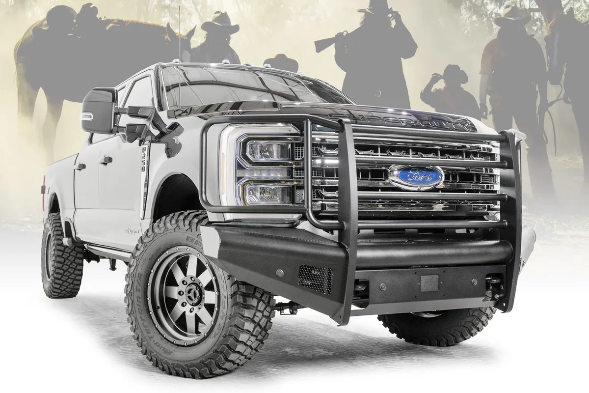 Elite Front Bumper; Black Steel; w/Full Grill Guard; Sensor Compatible; Black Matte; product image
