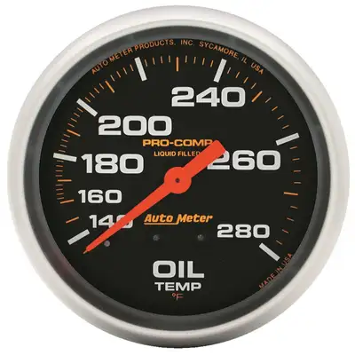AutoMeter Gauge, Oil Temp, 2 5/8", 140-280?F, Liquid Filled Mech, Pro-Comp