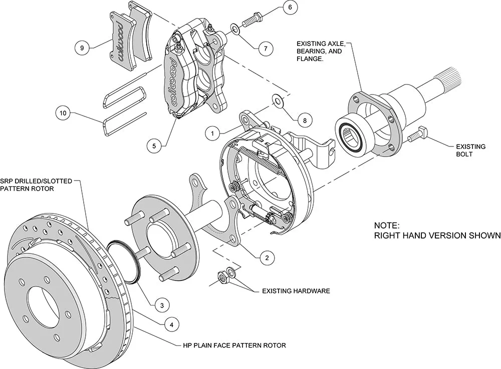Wilwood DPL PS Park Brake Kit Red Big Ford 2.00in Off Bronco 5 x 5.50 product image