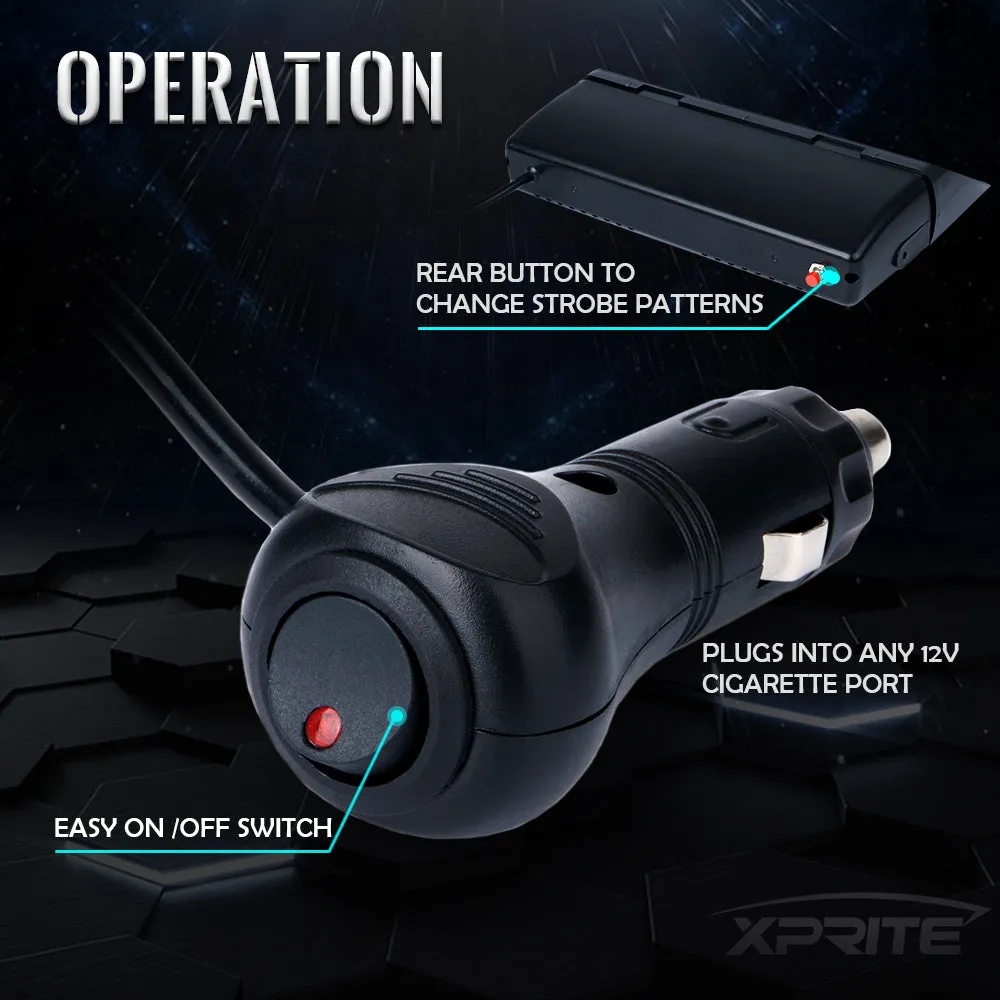 Xprite LED Windshield Strobe Light Bar with Suction Cups – Dash Emergency Warning Lights for Police, Construction & Safety Vehicles | Undercover Series product image