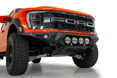 Addictive Desert Designs 21c F150 Raptor Bomber Front Bumper Black(Mouints 4 Riged 360 6in Round Lights)