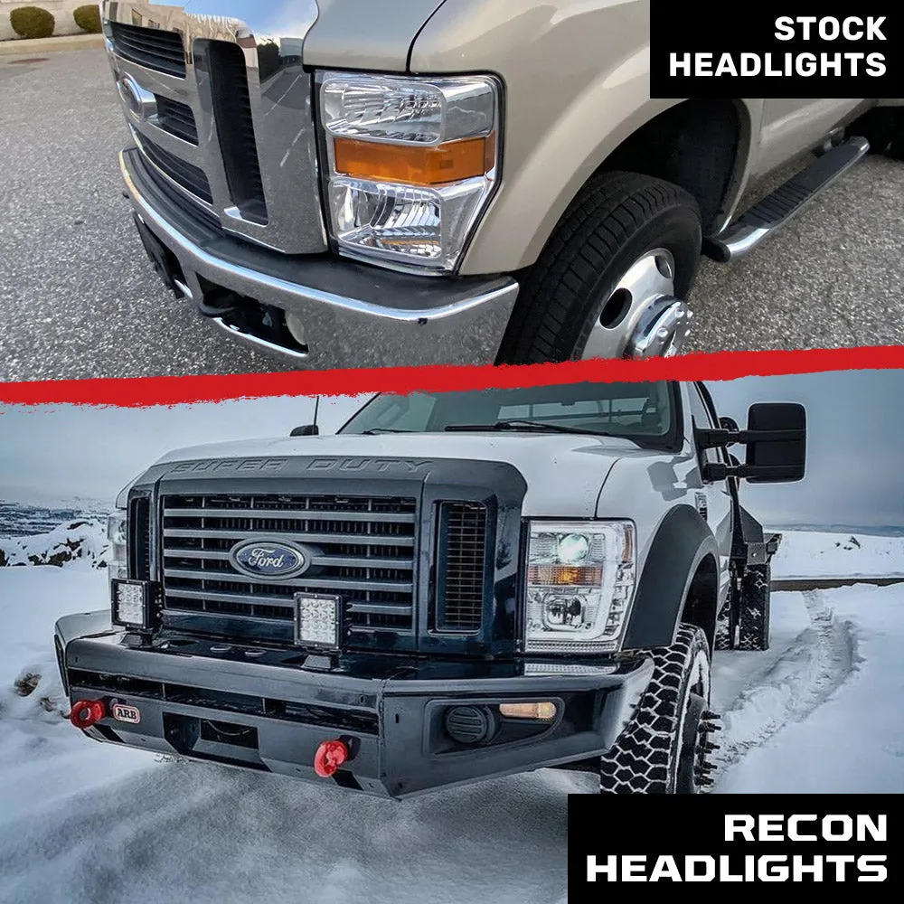 Ford Superduty 08-10 F250f350f450f550 Projector Headlights w Ultra High Power Smooth Oled Halos And DRL - Smoked b product image