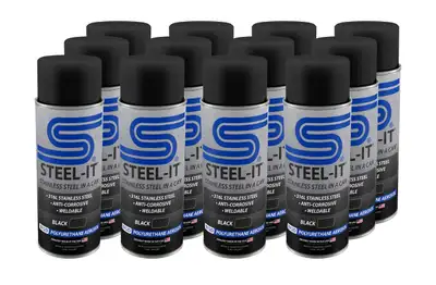 STEEL-IT Black Polyurethane Case 12 x 12oz Spray Cans
