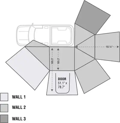 Overland Vehicle Systems Overland Vehicle Systems Nomadic Awning Wall 3, Driver Side Mount