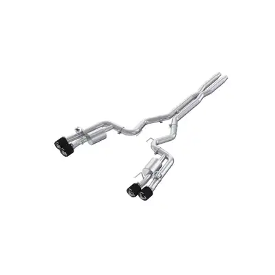 MBRP Exhaust MBRP 2024-2025 Ford Mustang Dark Horse 5.0L T304 Stainless Steel 3 Cat-Back Quad Split Rear Exit with Carbon Fiber Tips Active S72843CF