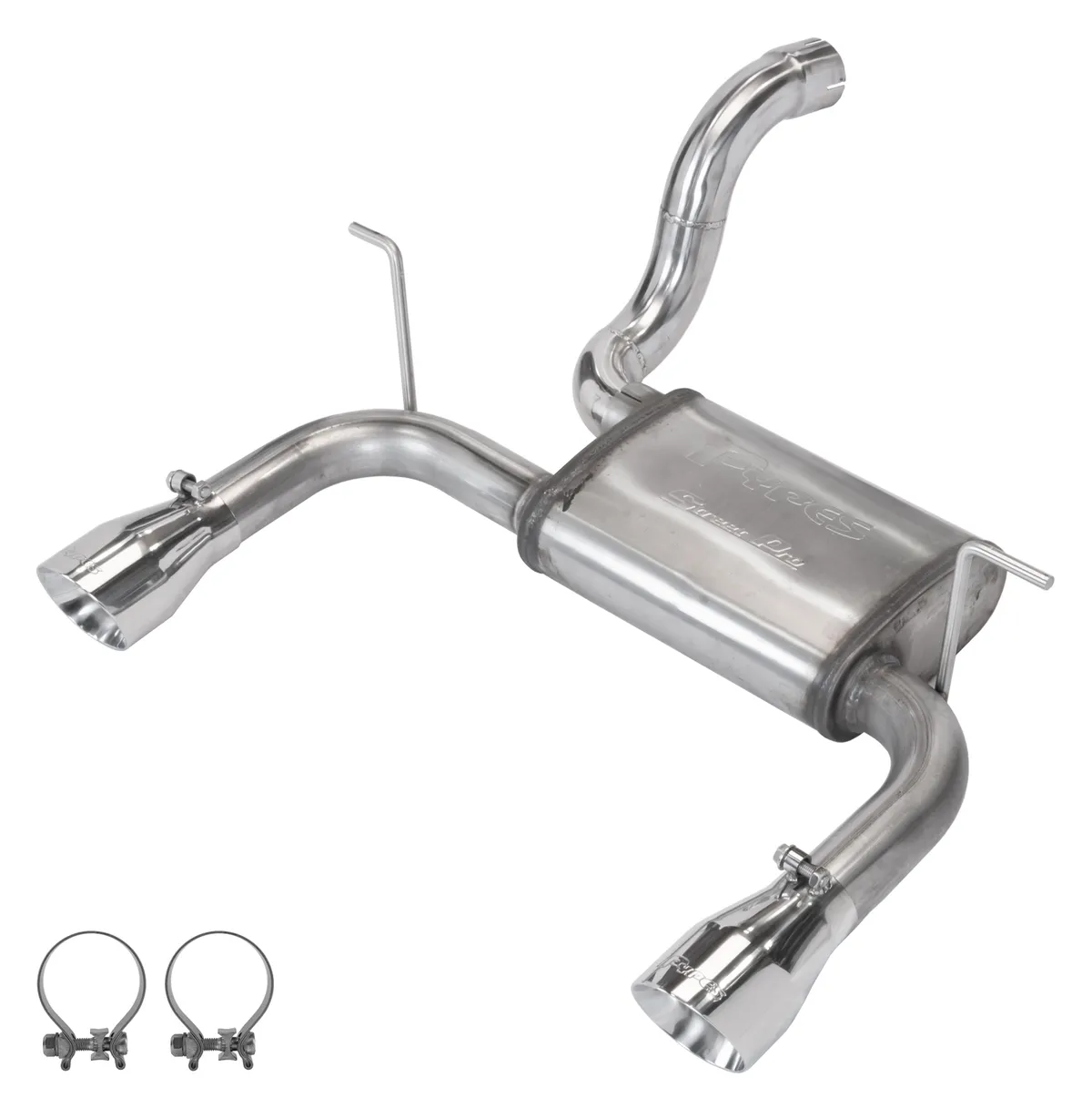 Pypes Axle-Back Exhaust System 18-22 Jeep Jl Dual Exit 2.5 Inch Intermediate And Tailpipe Street Pro Muffler Hardware Incl 4 Inch Dual Tips Included Stainless Steel Pypes Exhaust product image
