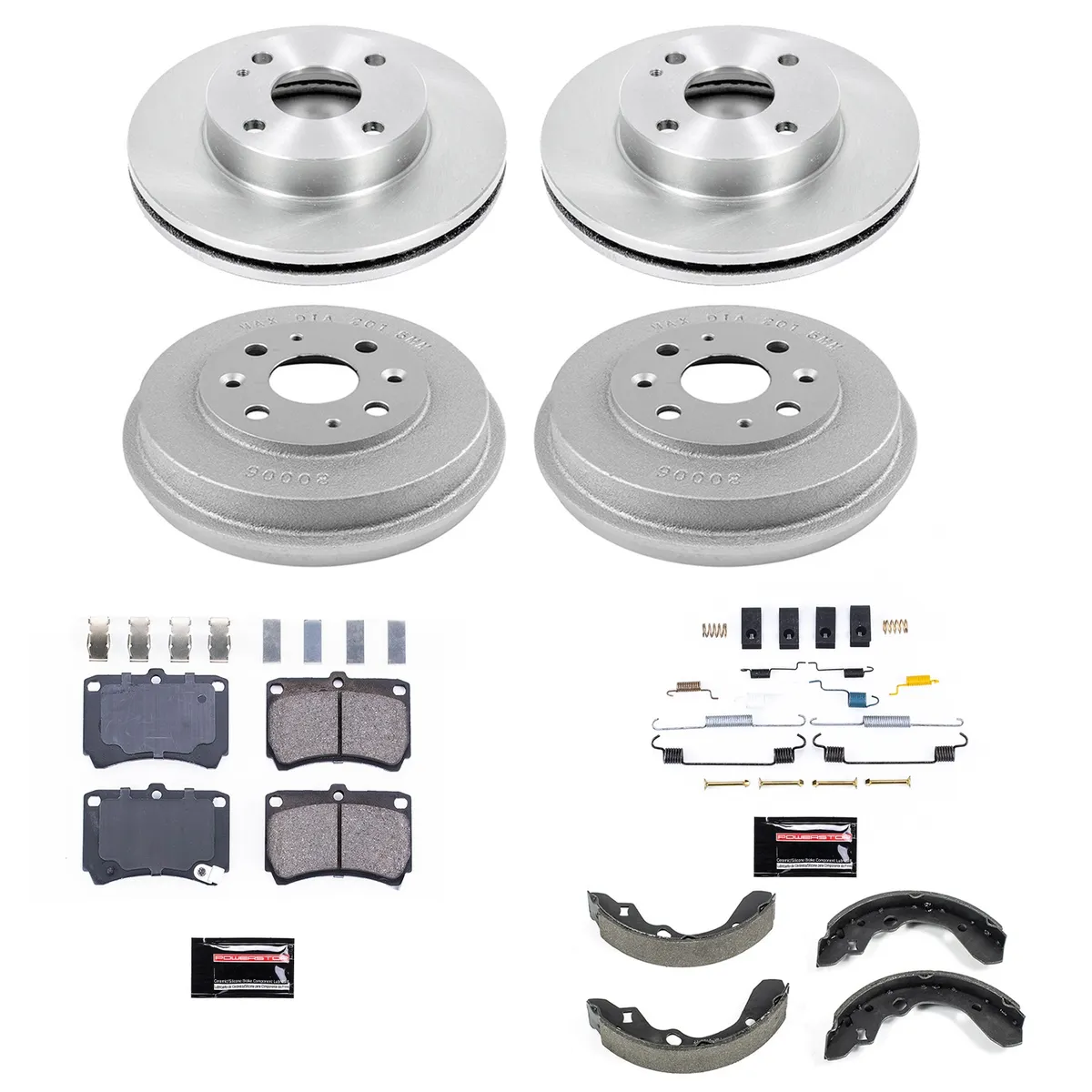 Z17 Direct Replacement Kit: Rotors; Ceramic Pads W/Hardware; Coated Drums; Shoes W/Hold Down Kit product image