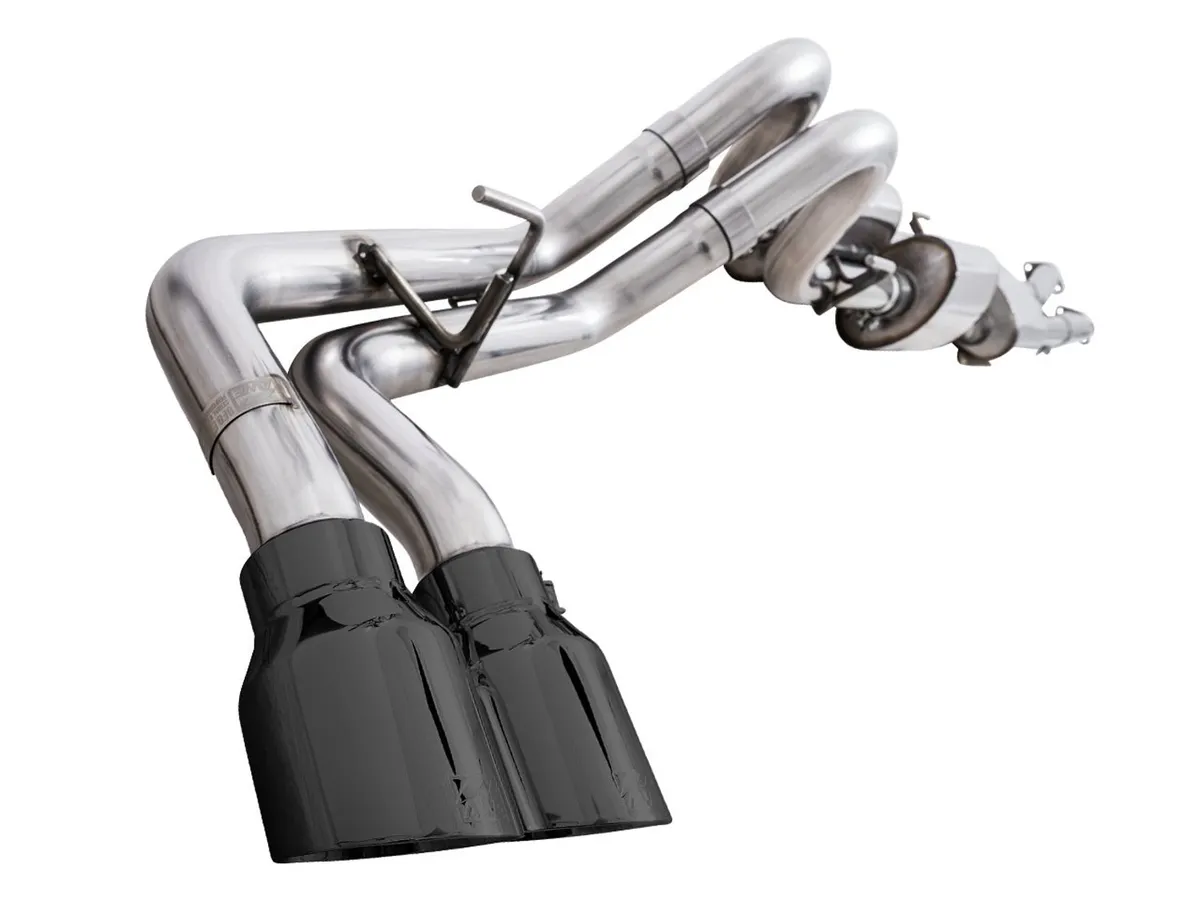AWE 0FG Exhaust with BashGuard for 3rd Gen Tacoma - Dual Diamond Black Tips product image