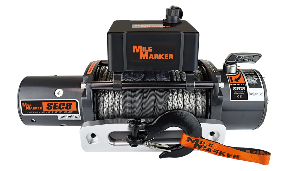 8000 LB Winch Waterproof 4.9 HP Series Wound 12V Motor W/ 92 Foot Synthetic Rope SEC8 Scout ES Mile Marker product image