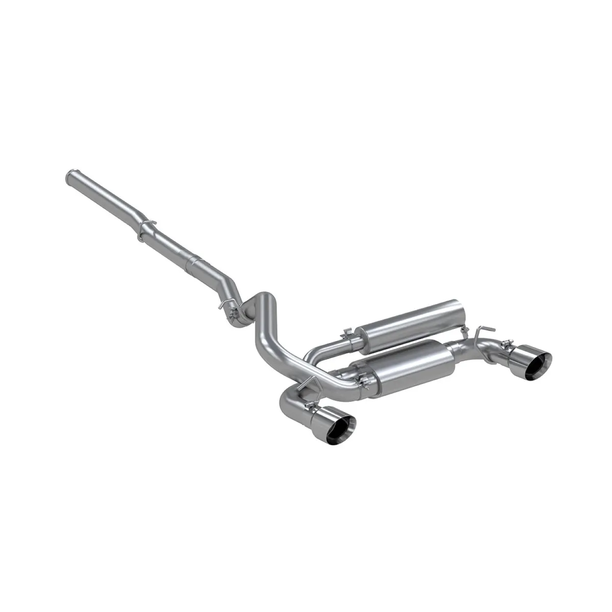 Armor Plus Cat Back Exhaust System; 3 in.; Incl. Front Pipe/Ext. Pipe/Over Axle Pipe/Muffler/Tailpipes/Hardware/Dual 4.5 in. OD Tips; Dual Rear Exit; T409 Stainless Steel; product image