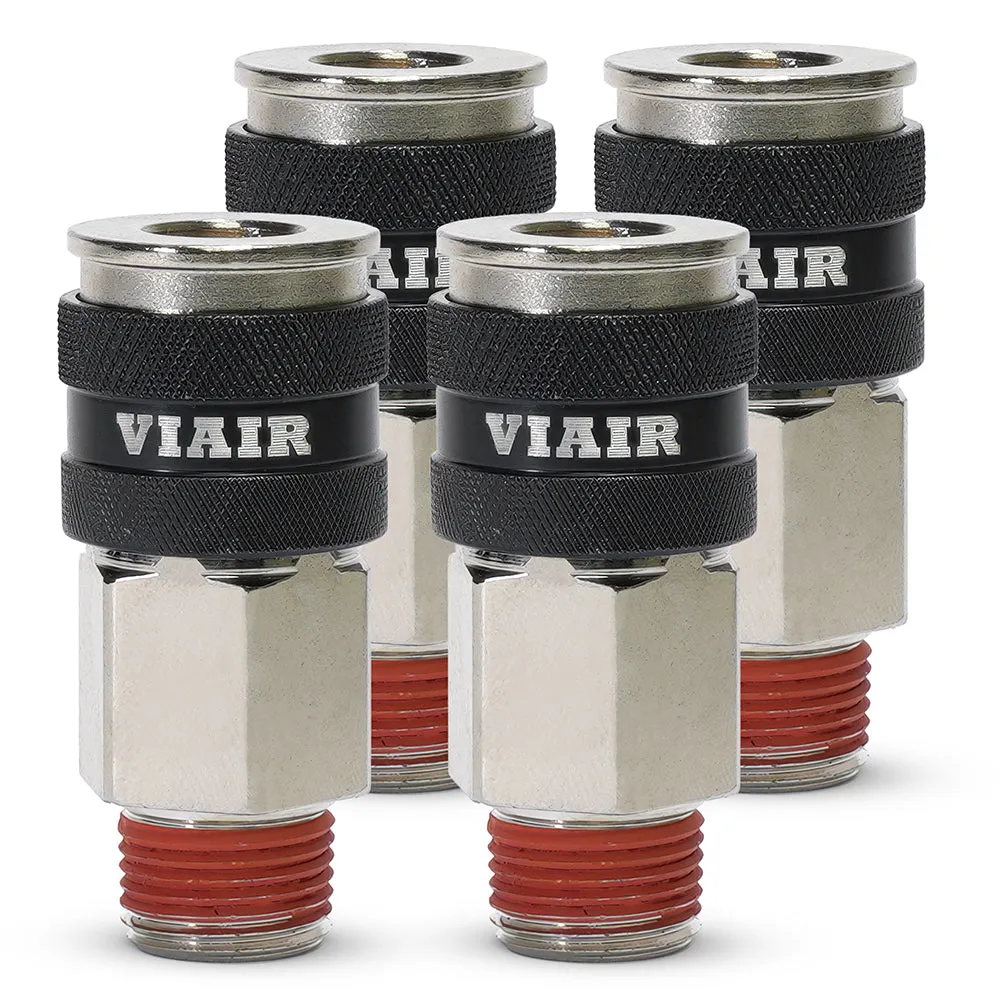 "3/8"" NPT - (M) Automatic Coupler - Steel / Nickel Plated w/ black sleeve & No Logo-10pc" product image