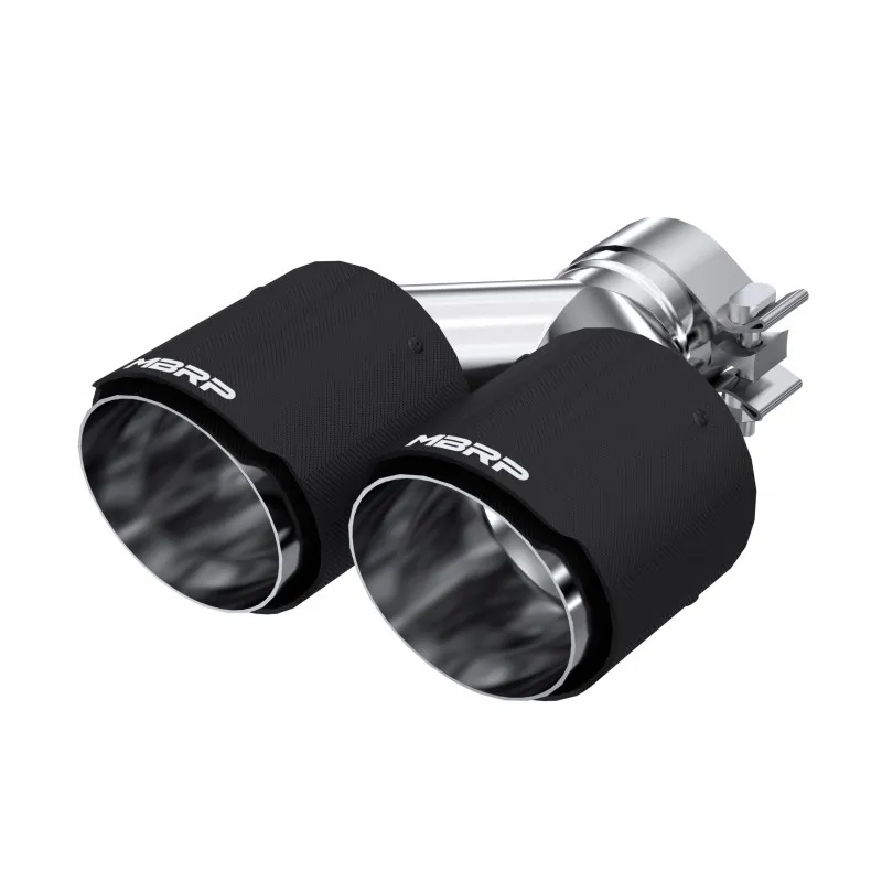 Carbon Fiber Exhaust Tip; 2.5 in. Inlet Diameter; Dual 4 in. Outlet Diameter Out Dual Wall; Carbon Fiber; product image