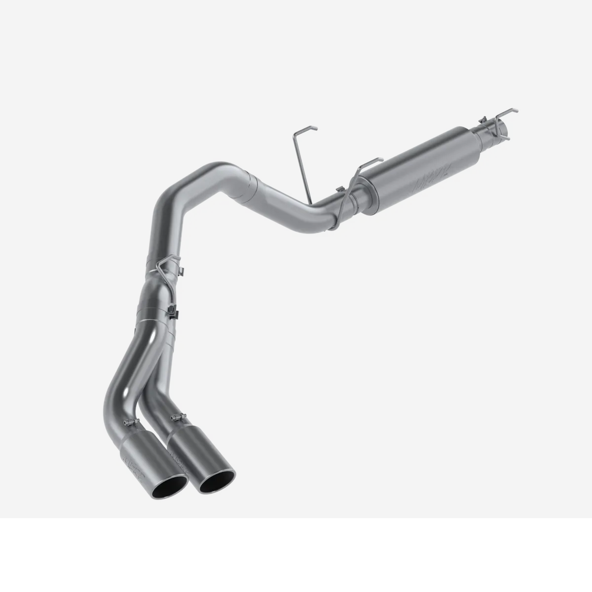 Armor Lite Cat Back Exhaust System; 4 in.; Incl. Ext. Pipe/Muffler/Over Axle Pipes/Y-Pipe/Tailpipes/Hardware/5 in. OD Tip; Single Side Dual Outlet Exit; Aluminized; product image