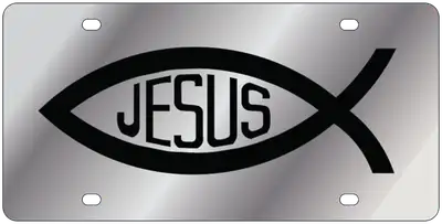 Eurosport Daytona Jesus Fish Stainless Steel License Plate