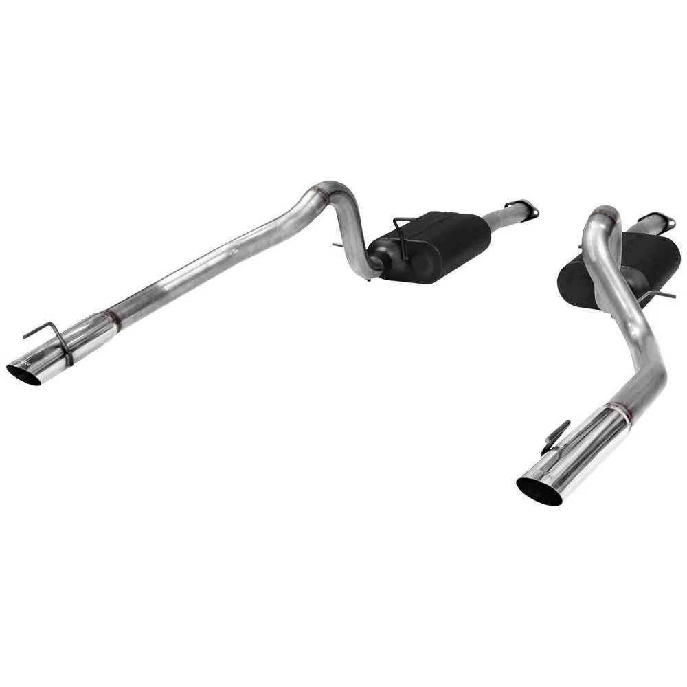 Flowmaster 99-04 Ford Mustang GT MACH1/Bullitt (Not Cobra) 4.6L SOHC 2.50in Mandrel Bent Tubing Super 40 Series Mufflers 3.00in Polished Tips American Thunder DOR 409S Stainless Steel