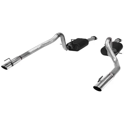 Flowmaster 99-04 Ford Mustang GT MACH1/Bullitt (Not Cobra) 4.6L SOHC 2.50in Mandrel Bent Tubing Super 40 Series Mufflers 3.00in Polished Tips American Thunder DOR 409S Stainless Steel