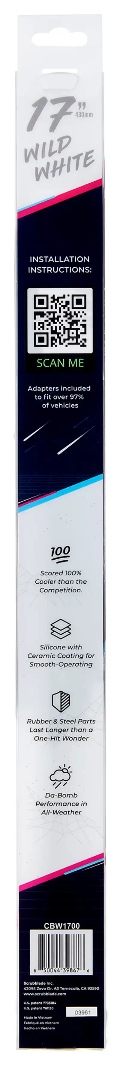 Scrubblade Scrubblade - 17 430mm White Silicone Shadeblade Wiper Blade - CBW1700