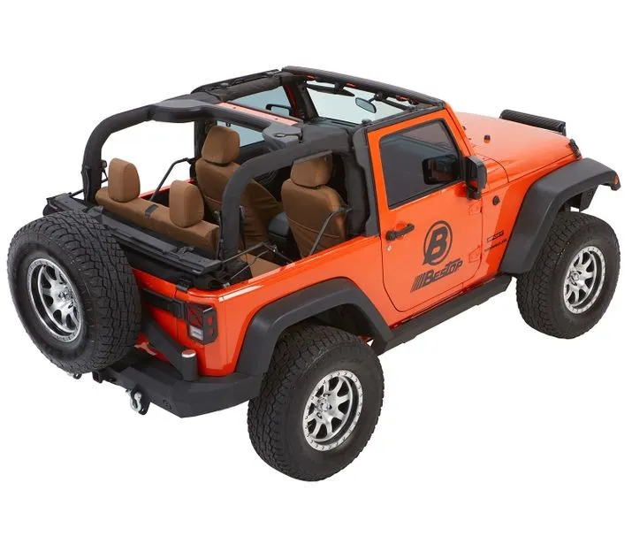 Jeep Wrangler Trektop Glide Slantback Soft Tops For Jeep 2007-2018 Wrangler JK 2 Door Black Diamond Bestop product image